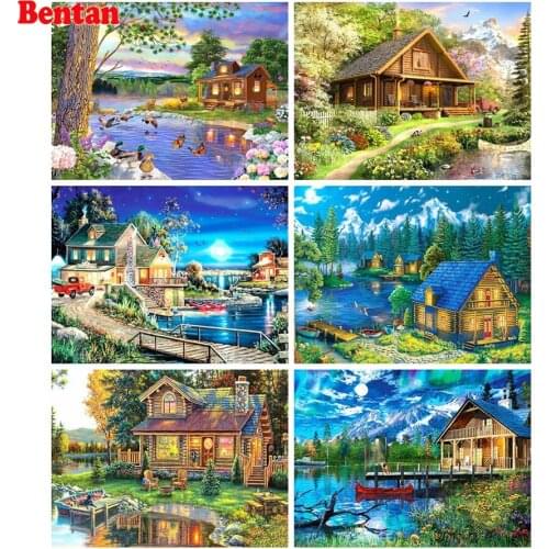 Diy 5D Diamond Painting Mountain hut scenery Kit Mosaic Handmade Cross Stitch Beads Embroidery Diamond Adult/Kid Arts and Crafts
