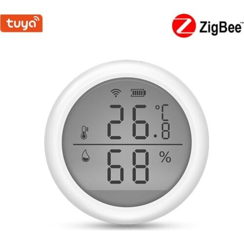 Tuya ZigBee WIFI Smart Home Temperature And Humidity Sensor With LED Screen Works With Google Assistant And Tuya Zigbee Hub