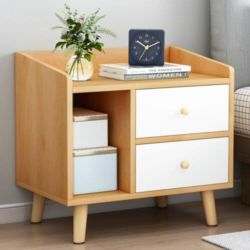 Wood Bedside Table Nightstand Multifunction Bedside Drawer Mini Storage Cabinet Organizer Modern End Tables Bedroom Furniture