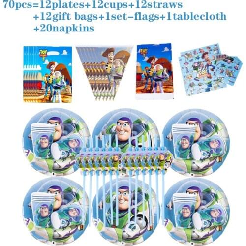 Disney Toy Story 4 Theme Boy Happy Birthday Party Decorations Disposable Tableware Set Cups Plates Napkins Straw Supplies