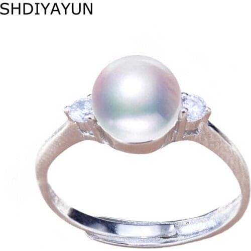 SHDIYAYUN Pearl Ring Natural Freshwater Pearl Jewelry 925 Sterling Silver Rings For Women Zircon Wedding Wholesale Diamond Ring