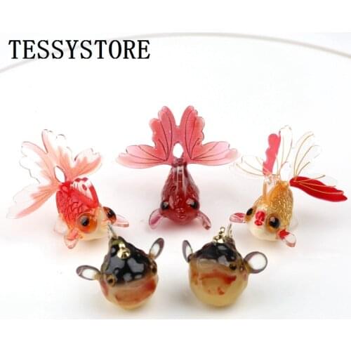 2pcs Mini Goldfish Puffer Fish Shape Pendant Acetate Acrylic Resin Pendant For Jewelry Making Earrings Charms DIY Accessories