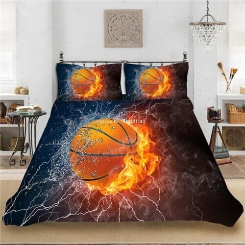 3D Ball Printed Duvet Cover Pillowcase Football Basketball Patterned Bedding Set Single Double King Queen Large Size Bedding