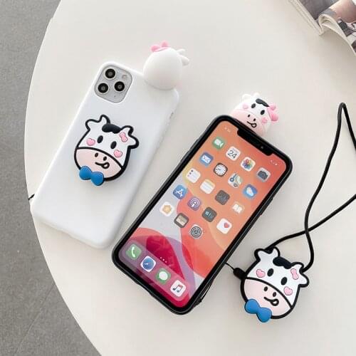Rabbit Cow Bear For Huawei P20 30 40 lite Pro Mate 10 20 30 40 lite Pro Grip Stand Holder Rope Case
