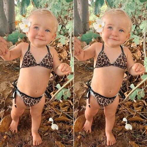Baby Girl Toddler Leopard Swimwear Swimsuit 2PCS Bikini Set Bathing Beachwear