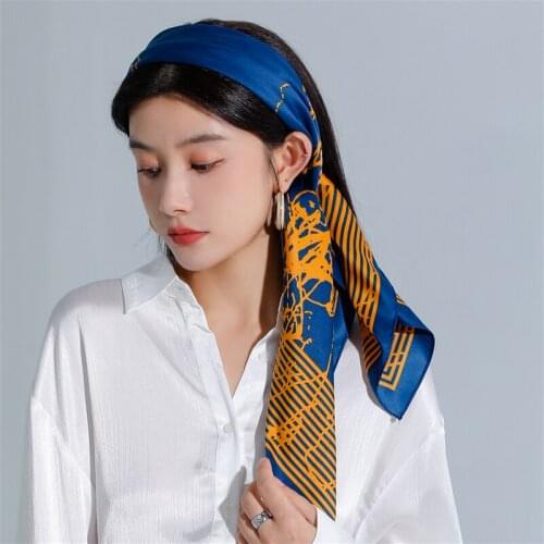 Square Scarf For Women 90*90cm Bandana Print Solid Hair Band Bag Shawl Wrap Neckerchief Headband Hijab Mufful Girls Beach Stoles
