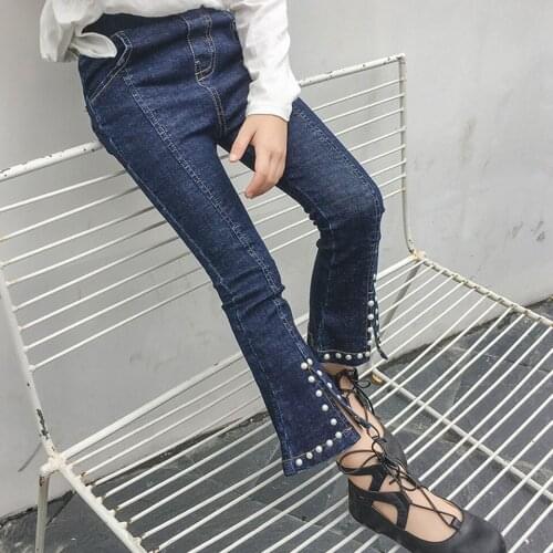 Fashion Girls Clothes Toddler Kids Baby Girl Jeans Boot Cut Pants Denim Girls Pants Kids Clothes Age 3-12 Solid Trousers Girls