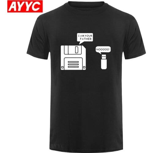 New USB Floppy Disk I am Your Father T Shirt Men Cotton Short Sleeve Humor Disk T shirt Casual Camisetas Hombre Mans