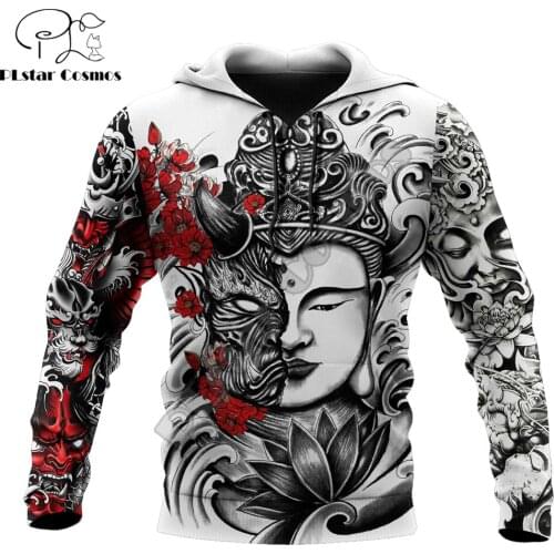 Buddhism and Oni Mask Tattoo 3D Printed Autumn Men Hoodies Unisex Casual Pullover Zip Hoodie Streetwear sudadera hombre DW0510