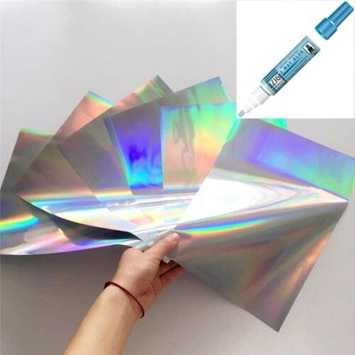 Myfoils A4 50pcs Silver holographic Stamping Foil quill paper for Laminator Transfer by laser printer minc foil laminator minc