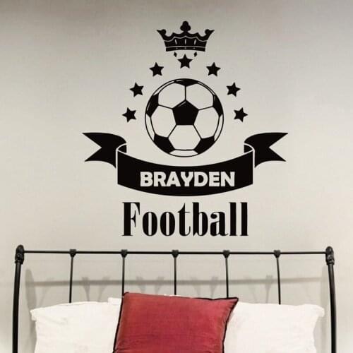 Soccer Football Custom Name Wall Stickers for Boys Bedroom Hobby Home Decor Vinyl Wallpaper Decals Playroom Art Murals L655