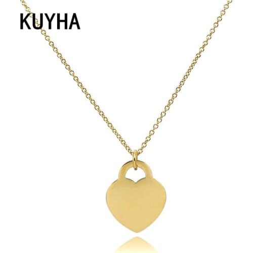 Necklaces Beautiful Heart Pendant for Couples Lovers Fashion Simple Engravable Name/Logo Necklace Jewelry