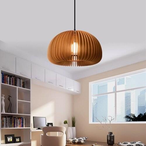 Japanese Style Garden Pumpkin Pendant Lamp Beside Lamp For Dining Room Solid Wood Lamp Creative Bedroom And Foyer Wooden Lamps