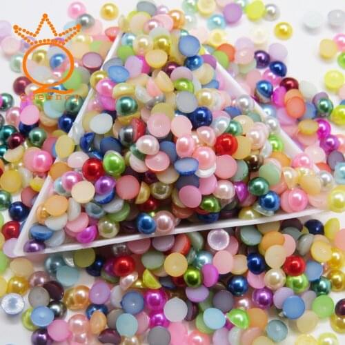 All Colours 1.5mm Half Pearls Beads For Nail 1000Pcs Half Round Imitation Semicircle Acrylic Rhinestones Pearl Beads For Garment