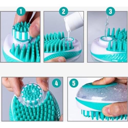 Bath Brush Comb Pet SPA Massage Brush Soft Silicone Dogs Cats Shower Hair Grooming Cmob Dog Cleaning Tool Pet Supplies