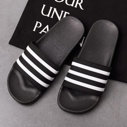Slippers for Men Flip Flops Women Fashion Black and White Stripes Design EVA Casual Summer Slippers Home Non-slip Bathroom Shoes