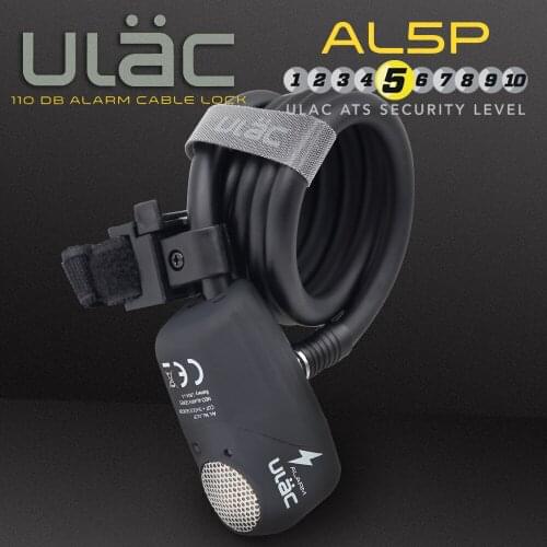 ULAC Bicycle Alarm Lock 110dB Super Loud Alarm Horn Anti-theft Powerful Cable Lockfor Mountain Bike Steel Cable Lock AL-5P