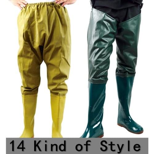 Ultralight Waterproof PVC Rubber Wading Pants Underwater Catch Fish Non-slip High Tube Rain Boots Outdoor Fishing Hunting Pants