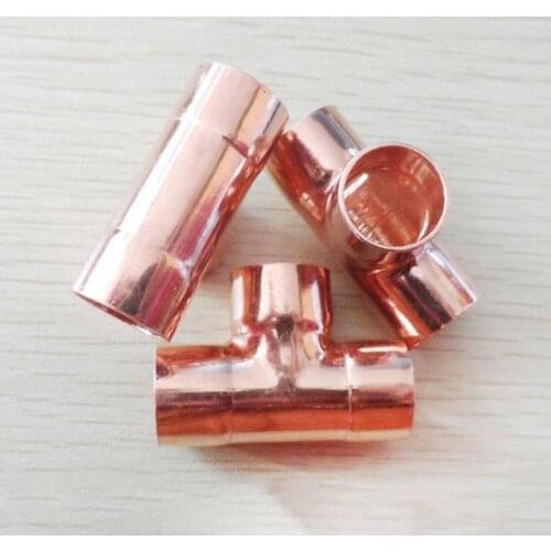 28mm Inner Dia x1.2mm Thickness Copper Equal Tee Socket Weld End Feed Coupler Plumbing Fitting Water Gas Oil