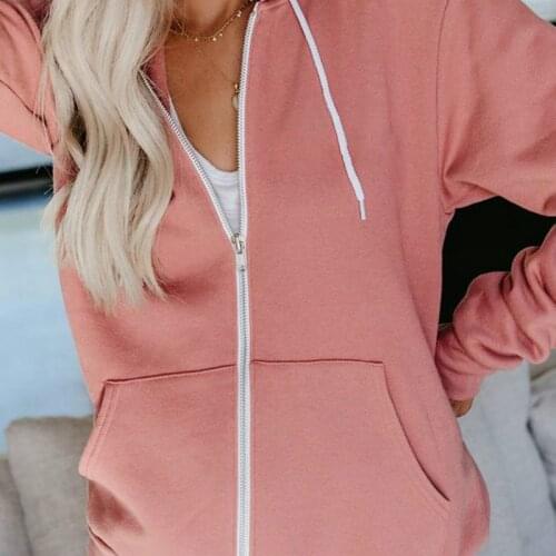 High Quality Hoodies Womens Oversized Zip Up Hoodie Harajuku Streetwear Sweatshirts Simple Daily Stylish Women Hoodie BF Chic