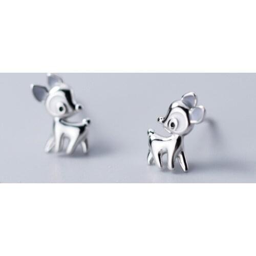 MloveAcc 100% Authentic 925 Sterling Silver Animal Collection Deer Small Stud Earrings for Women Fashion Jewelry S925