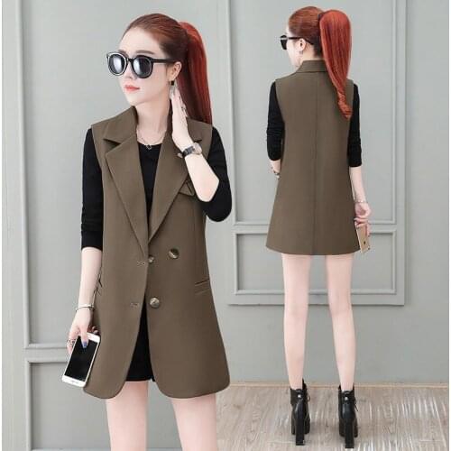 2021 Autumn Winter New Women Korean Loose Casual Turn-down Collar Wild Single-breasted Sleeveless Suit Vest Plus Size 5XL Y709