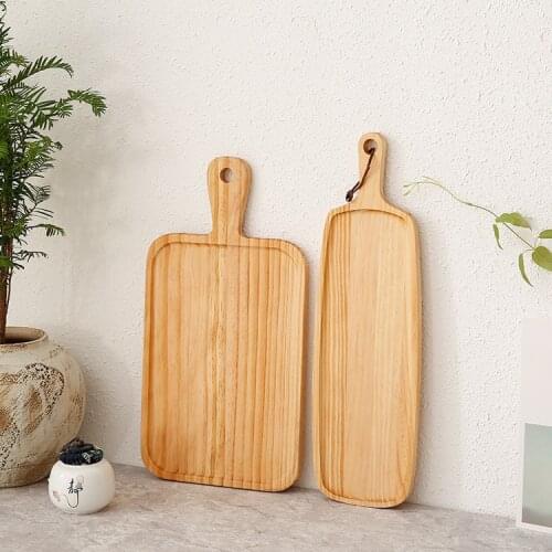 1PC Pine Bread Tray Square Wooden Western Handle Steak Plate Solid Wood Sushi Plate