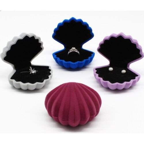 100pcs/lot Velvet Shell Earring Stud Ring Box Colorful Flannelette Jewelry Boxes Display Rack Storage Cases Wholesale
