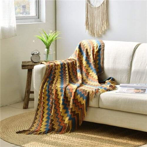 130*170cm Simple Vintage Wind Autumn Nap Thick Thread Blanket Home Decorative Tapestry Knitted Blanket