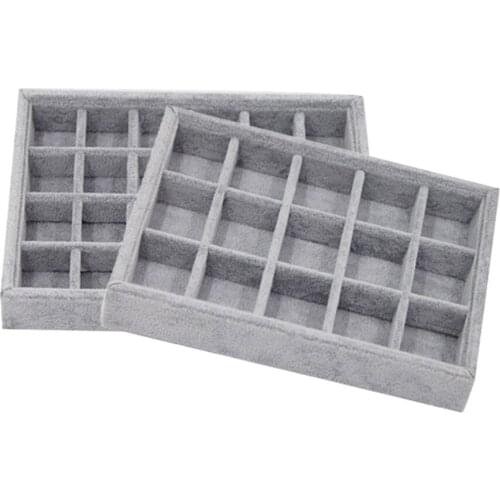 2 Pieces Velvet Stackable Jewelry Display Tray Case for Jewellery Hot Sales Fashion Portable Velvet Jewelry Organizer Box