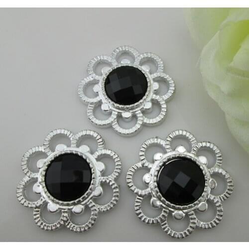 20pcs Flatback Black Acrylic Rhinestone Button Resin Embellishment 35mm