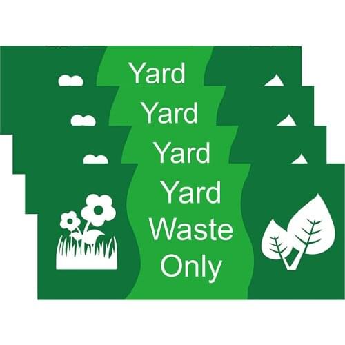 4 X 9 Inch Yard Waste Only Sticker Decals 4 Pack Recycle Yard Debris Only Stickers Vinyl “Yard Waste Only” Label for Trash Cans