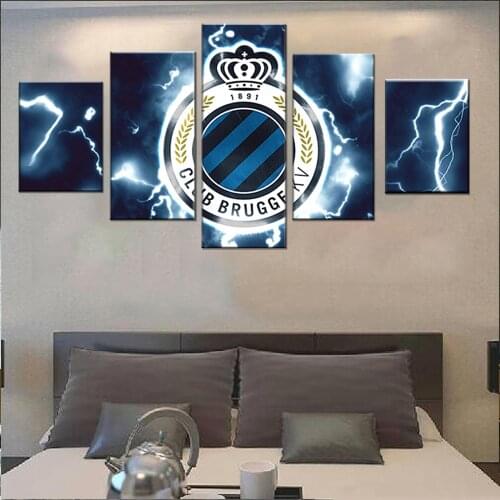 No Framed Canvas 5Pcs Belgium Club Brugge KV Modular Wall Art Posters Pictures Paintings Home Decor for Living Room Decoration
