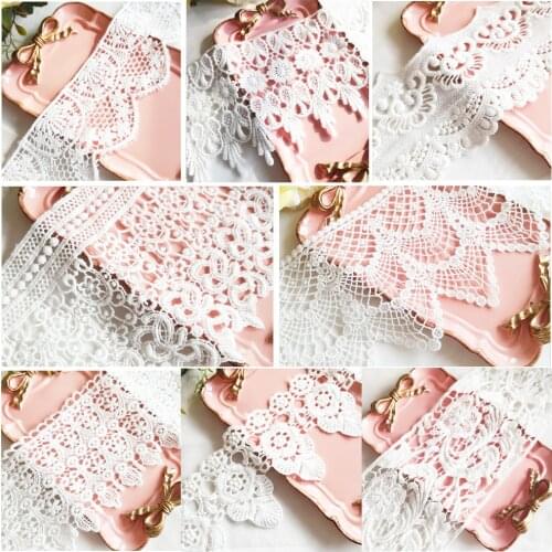 5yards 6-13cm New Cotton embroidery Lace ribbon Clothing fabric Handmade DIY material Garment needlework sewing accessories 145