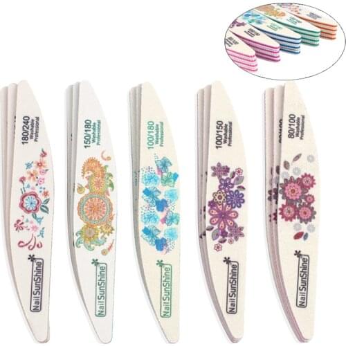 50pcs Acrylic Professional Nail Files Block Flower Printed Sanding Buffer Block Double Sided UV Gel Polish Nail Care Tools set
