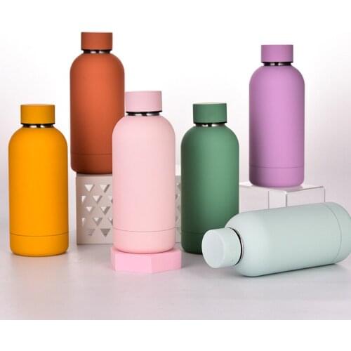 500ml Matte Stainless Steel Vacuum Insulated Hot Cold Water Bottle Double Walled Cola Shape Thermos Leak-Proof Sports Flask