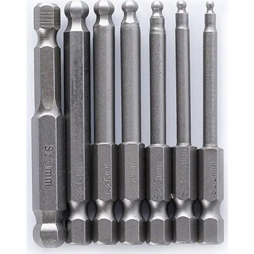 7pcs/set Magnetic Screwdriver Bits S2 Steel Ball End Hexagon Head Hex Screwdriver Bits Drill Hand Tool Set For Home