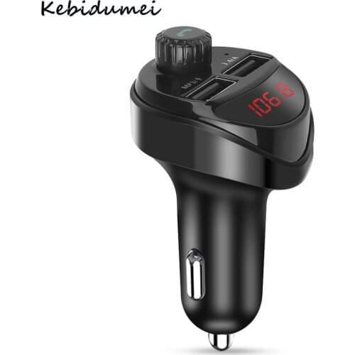 Kebidumei Car charger Bluetooth 4.2 FM Transmitter Wireless Handsfree Audio Receiver MP3 Player 3.4A Dual USB Fast Charger Car