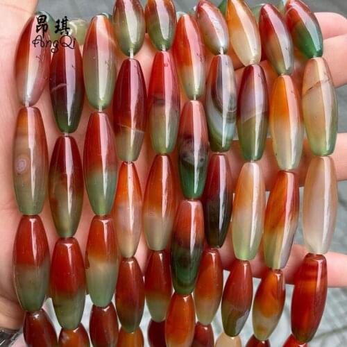 Free Shipping 10x30mm Natural Stone Rice Shape Peacock Agates Loose Beads For Jewelry Making DIY Bracelet Necklace 15'' Strand
