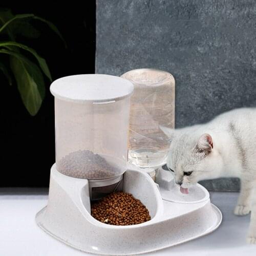 Large Capacity Dual-Use Automatic Pet Cats Feeder with Water Dispenser Creative Dog Food Bowl Puppy Drinking Water Fountain