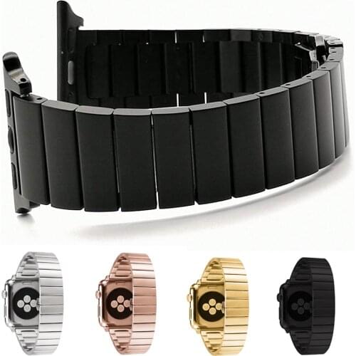Luxury Butterfly Clasp Stainless Steel Watch Band for Apple Watch 4 3 2 1 38mm 42mm Link Bracelet Strap Fashion Bands For iwatch