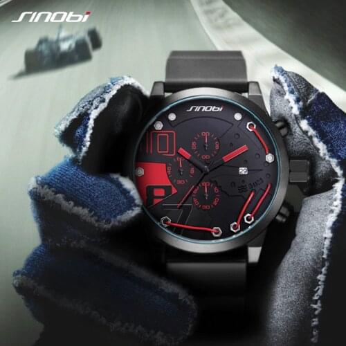 2017 SINOBI Men Sport Chronograph Silicone Watch Waterproof Top Brand Mens Watches Fashion Casual Quartz Relogio Masculino saat