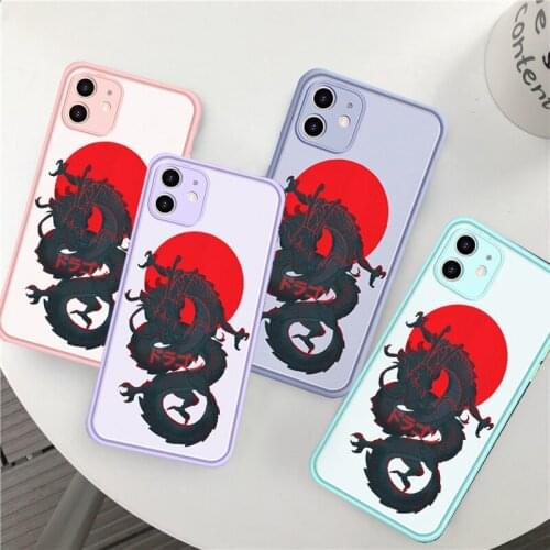 Black Dragon Sun Phone Case for iPhone 12 Mini 11 Pro X XS XR Max 7 8 6 6S Plus SE 2020 Skin Feel Matte Hard Shell Back Cover