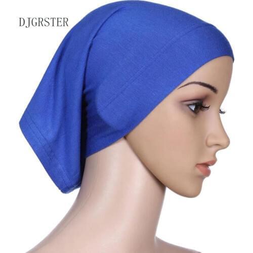 DJGRSTER Stretchable Hijab Underscarf Cap Shawl Muslim Islim Scarf Inner Headband Hijab Polyester Fiber 15 Colors Wholesale