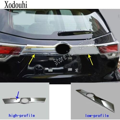 For Toyota Highlander 2018 2019 2020 Car ABS Chrome Rear Door License Tailgate Bumper Frame Plate Trim Trunk Moulding Hoods 1pcs