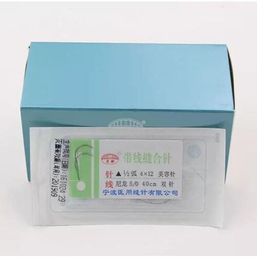 Makeup tools/accessories Suture needle microsurgery nylon monofilament wire round head needle double needles 10pc/set