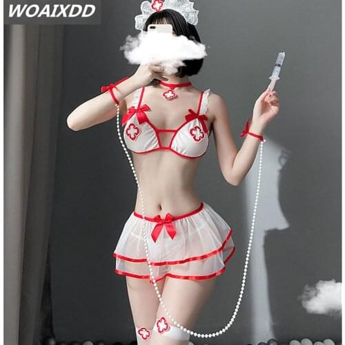 Lingerie Set Women Nurse Erotic Bra Mini Dress Maid Cosplay Cute Sexy Uniforms Temptation Sex Underwer Nightdress Costume