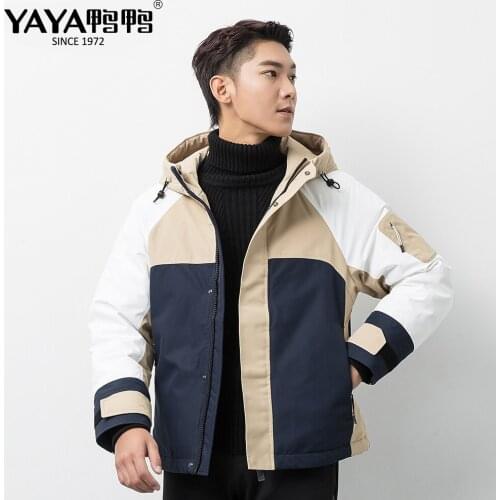 YAYA 2021t Men‘s Lightweight Duck Down Jacket Casual Collar Hooded Down Coats Windbreak Gentleman Autumn Winter Outwear