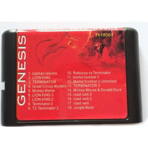 Hot 18 In 1 Sega MD Multi Game Cartridge For 16 bit Sega Mega Drive / Genesis