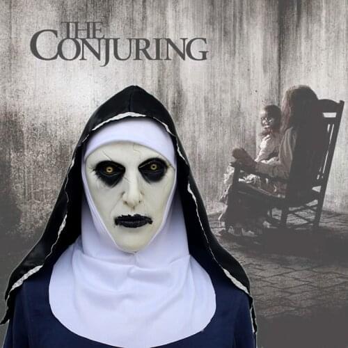 The Conjuring Nun Horror Mask Cosplay Valak Scary Latex Masks With Headscarf Full Face Helmet Halloween Costume Party Show
